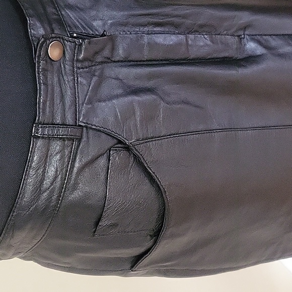 Calliope Vintage Soft Supple Black Leather Skirt W Front Zipper And Snap - Picture 4 of 10